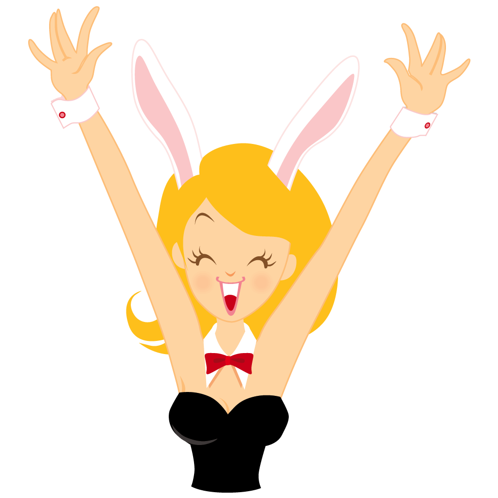 Girl bunny happy Icon | Girl in a Bunny Suit Iconset | DaPino