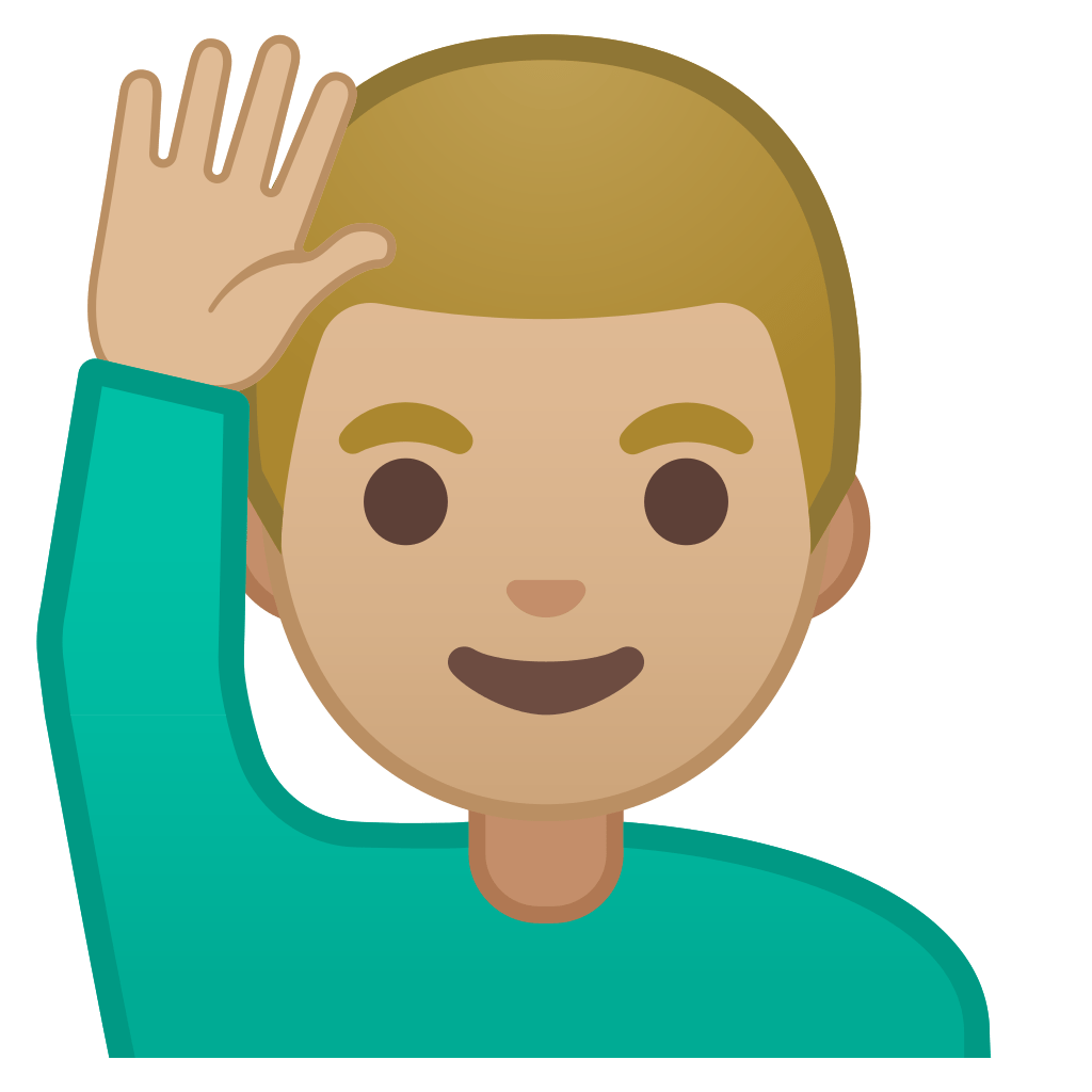 Man raising hand medium light skin tone Icon | Noto Emoji People