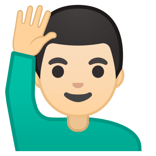 Man raising hand light skin tone Icon | Noto Emoji People Expressions