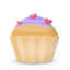 Cupcake cake hearts icon