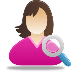 Female user search icon