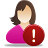 Female user warning icon