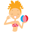 Beach girl ball icon