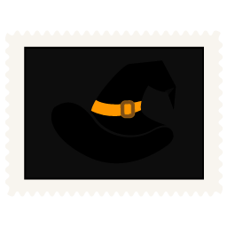 Stamp witch hat icon