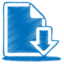 Blue document download icon