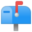 Closed mailbox with raised flag icon