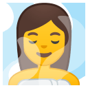 Woman in steamy room icon