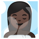 Woman in steamy room dark skin tone icon