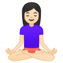 Woman in lotus position light skin tone icon