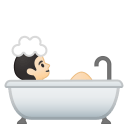 Person taking bath light skin tone icon