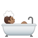 Person taking bath medium skin tone icon