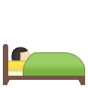 Person in bed light skin tone icon