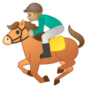 Horse racing medium light skin tone icon