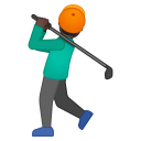 Man golfing dark skin tone icon