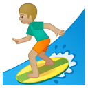 Man surfing medium light skin tone icon