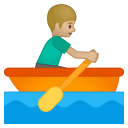 Man rowing boat medium light skin tone icon