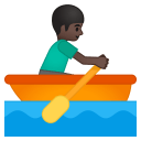 Man rowing boat dark skin tone icon