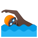 Man swimming dark skin tone icon
