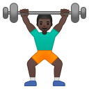 Man lifting weights dark skin tone icon