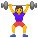 Woman lifting weights icon
