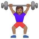 Woman lifting weights medium skin tone icon