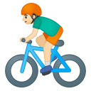Man biking light skin tone icon