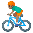 Man biking medium skin tone icon