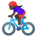 Woman biking dark skin tone icon