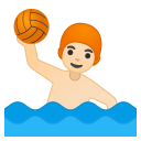 Man playing water polo light skin tone icon