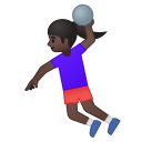 Woman playing handball dark skin tone icon