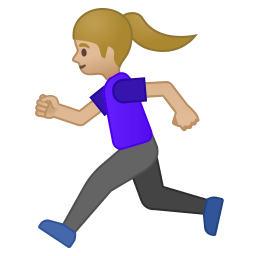 Woman running medium light skin tone icon