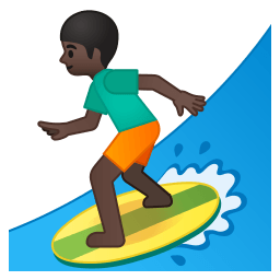 Man surfing dark skin tone icon