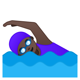 Woman swimming dark skin tone icon