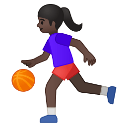 Woman bouncing ball dark skin tone icon