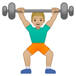 Man lifting weights medium light skin tone icon