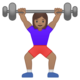 Woman lifting weights medium skin tone icon