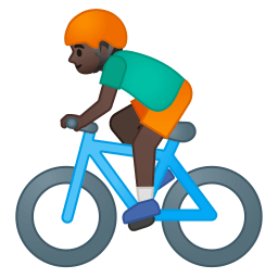 Man biking dark skin tone icon