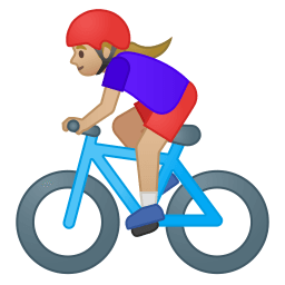 Woman biking medium light skin tone icon
