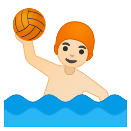 Man playing water polo light skin tone icon