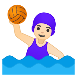 Woman playing water polo light skin tone icon