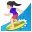 Woman surfing light skin tone icon
