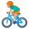 Man biking medium light skin tone icon
