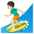 Man surfing light skin tone icon