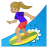 Woman surfing medium light skin tone icon