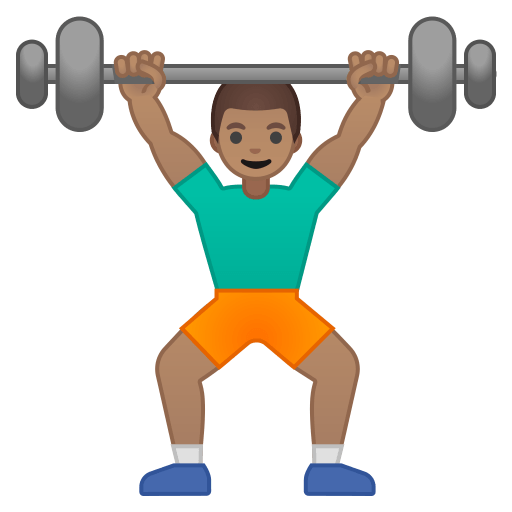 Man lifting weights medium skin tone icon
