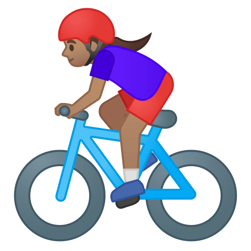 Woman biking medium skin tone icon