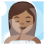 Woman in steamy room medium skin tone icon