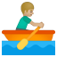 Man rowing boat medium light skin tone icon