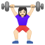 Woman lifting weights light skin tone icon