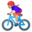 Woman biking medium light skin tone icon